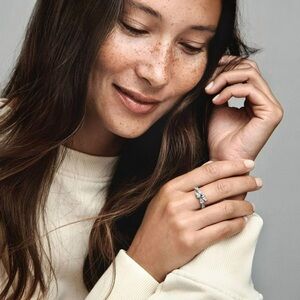 Pandora Silver Ring with Sparkling Stones